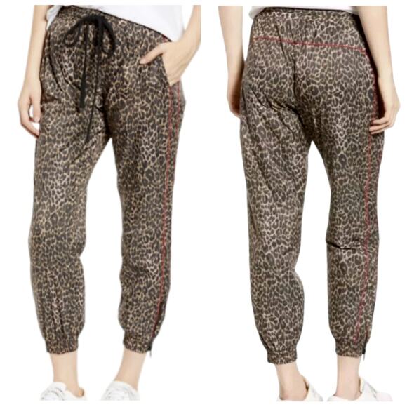 Pam & Gela Cheetah Print Nylon Track Pants Size Small Joggers Athleisure Lounge - Picture 2 of 10